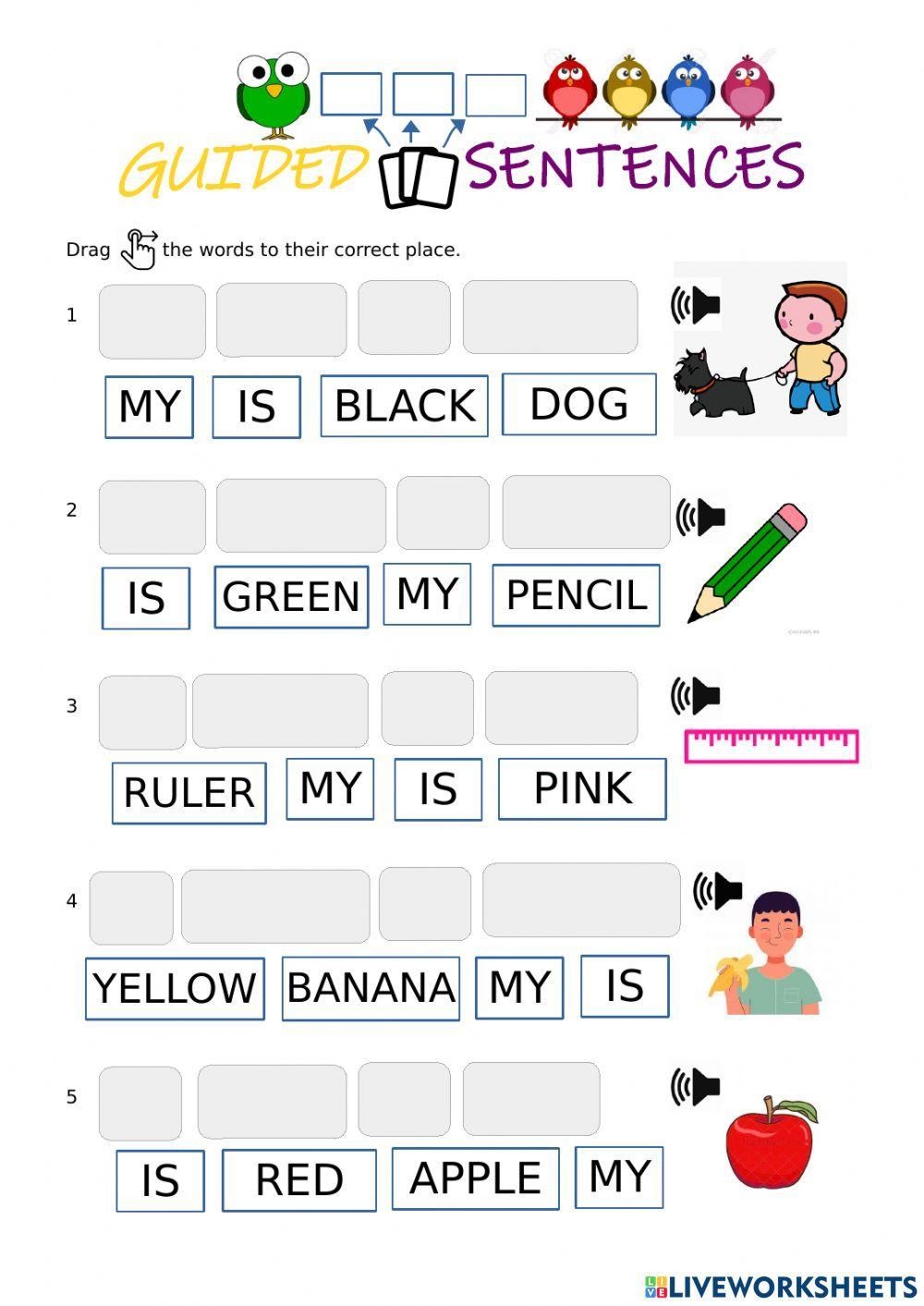 Make Guided Sentences Worksheet Live Worksheets Worksheets Library