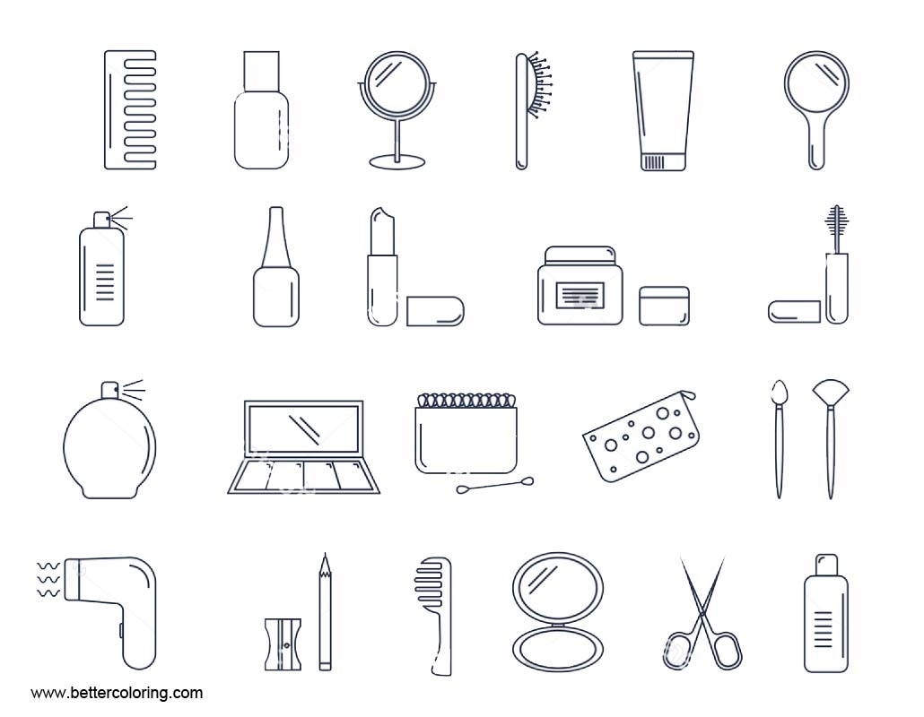 Makeup Coloring Pages Accessories Free Printable Coloring Pages