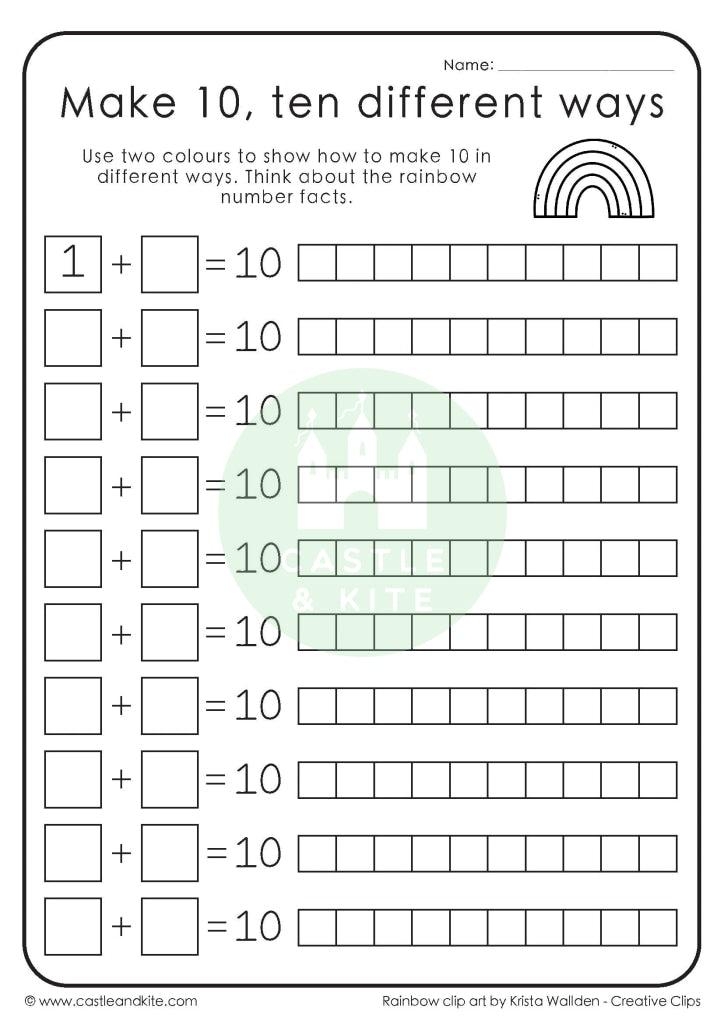 Making Ten 2 Worksheets Castle Kite Worksheets Library