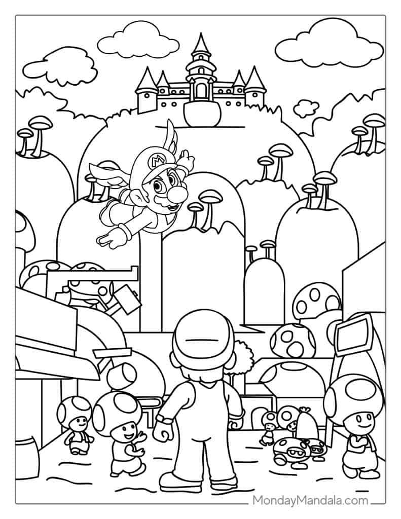 Mario Coloring Page Free PDF Printables Coloring Home