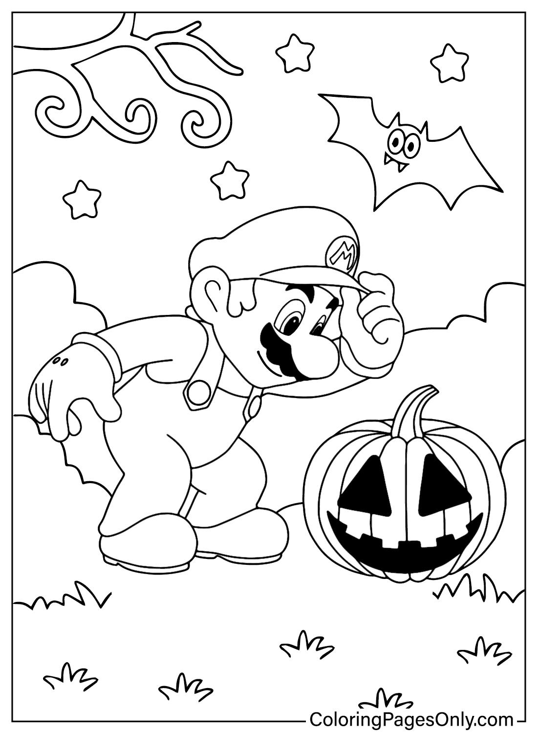 Mario Halloween Coloring Page Free Free Printable Coloring Pages