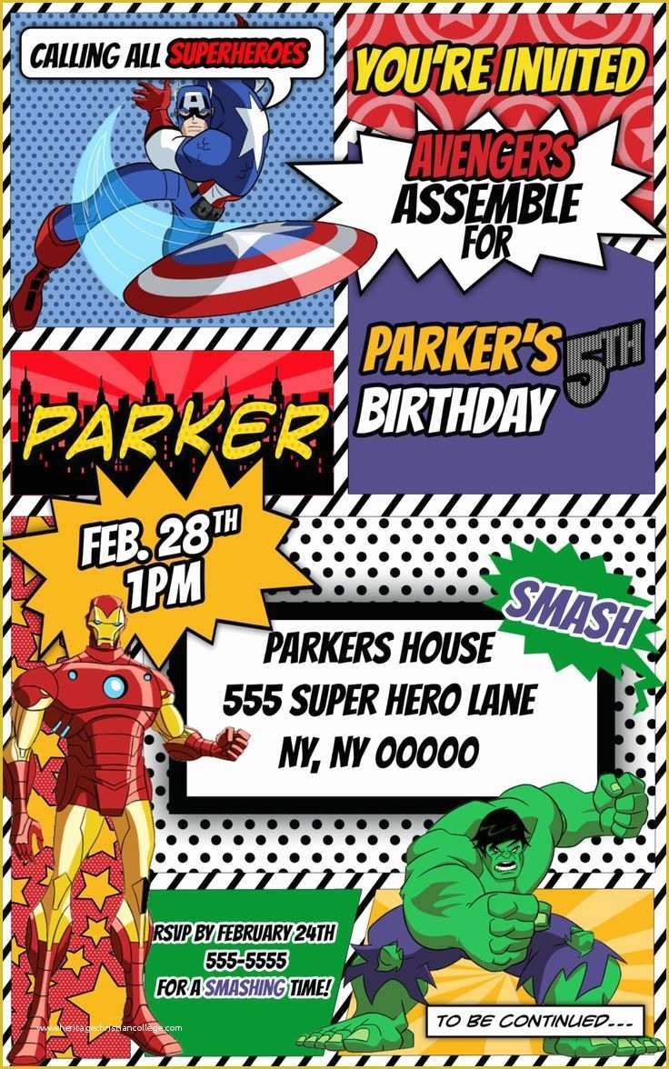 avengers birthday party invitation template free