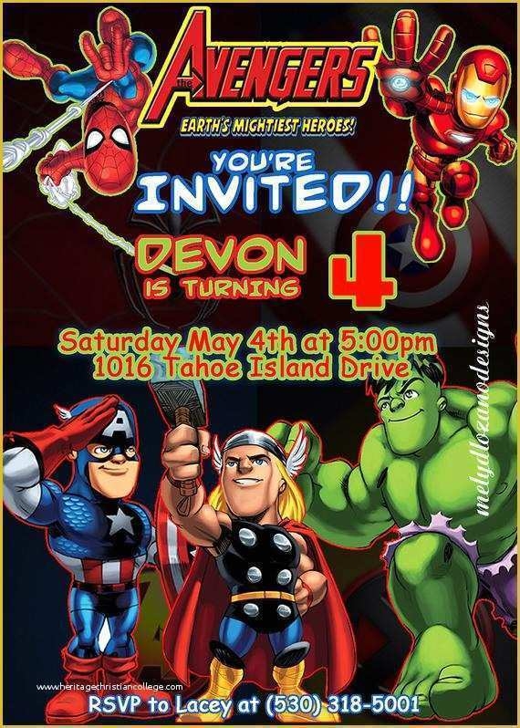 Marvel Party Invitation Template Free Of Marvel Avengers Birthday 