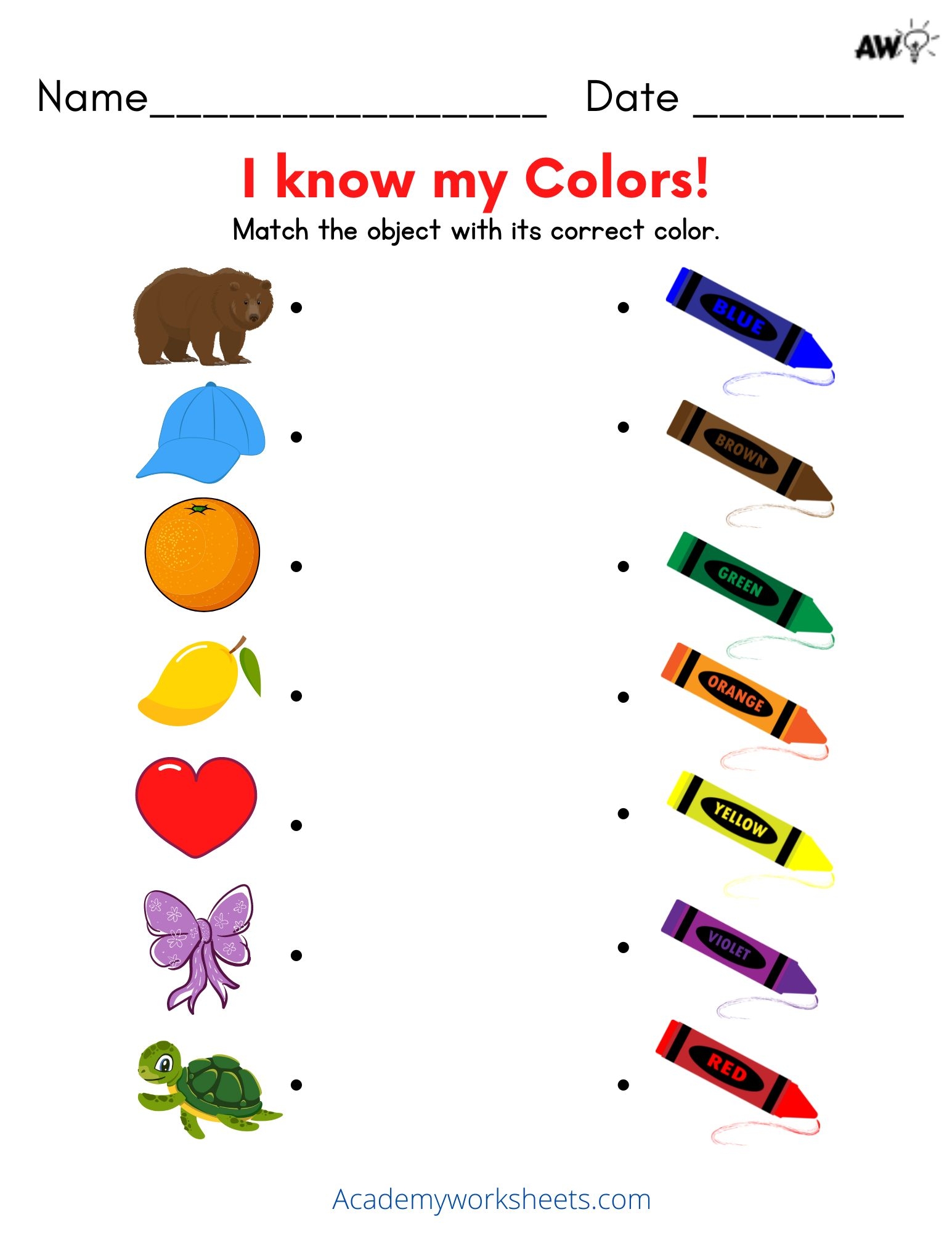 learning colors worksheets