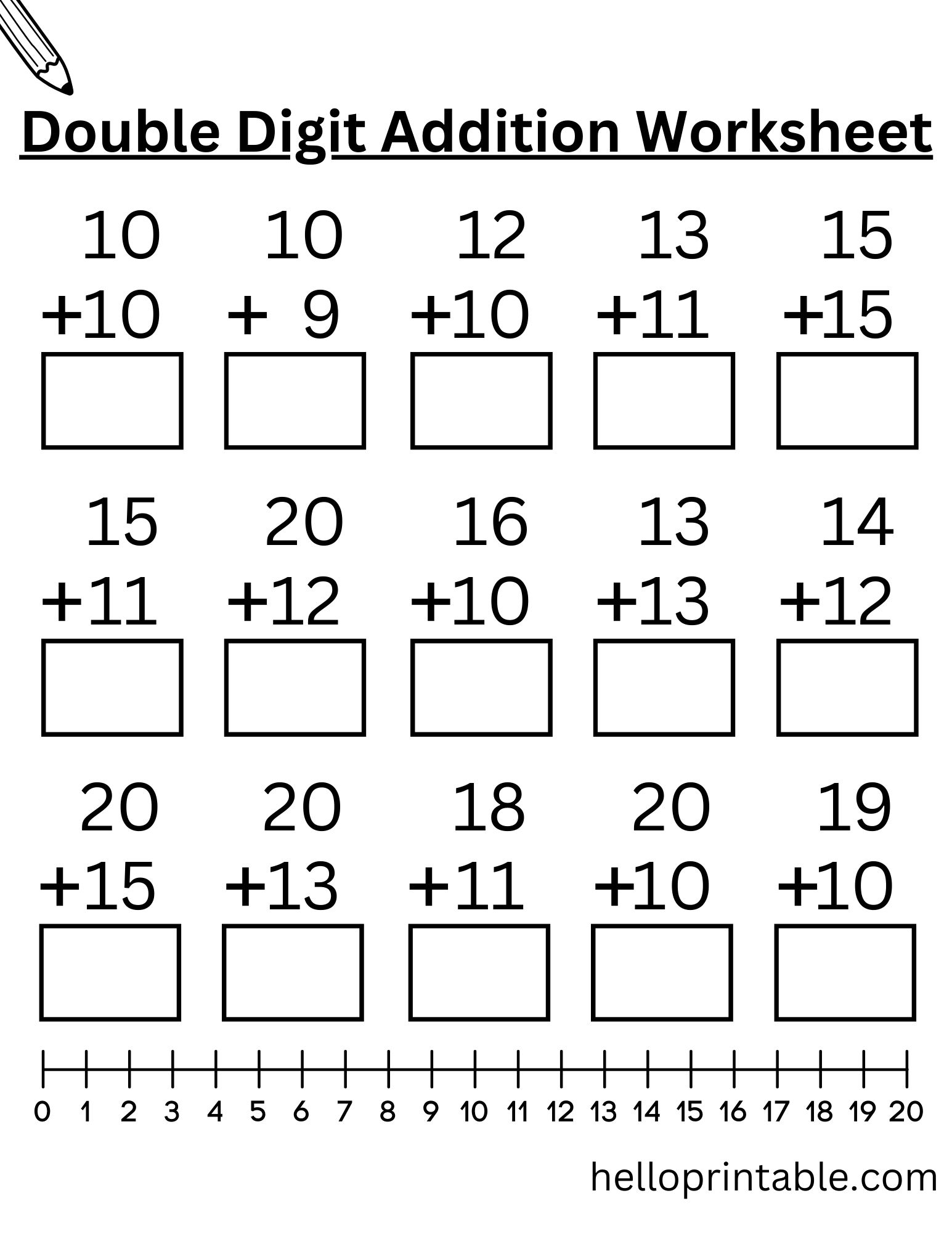 double digit math worksheets