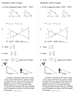 MATH SIMILARITY PDF Worksheets Library