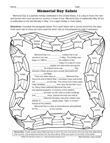 Memorial Day Printables Worksheets Library