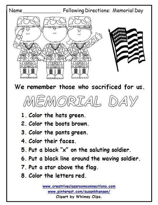 memorial day worksheets