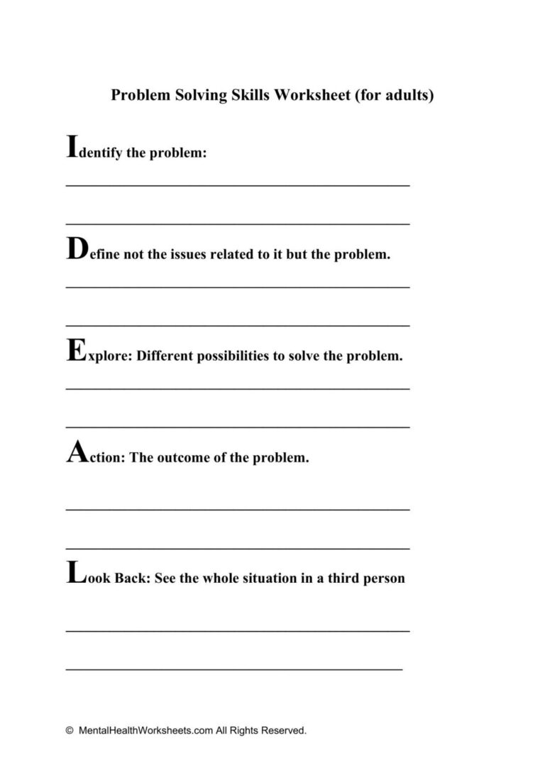 Mental Health Worksheets Printable For Adults Ronald Worksheets