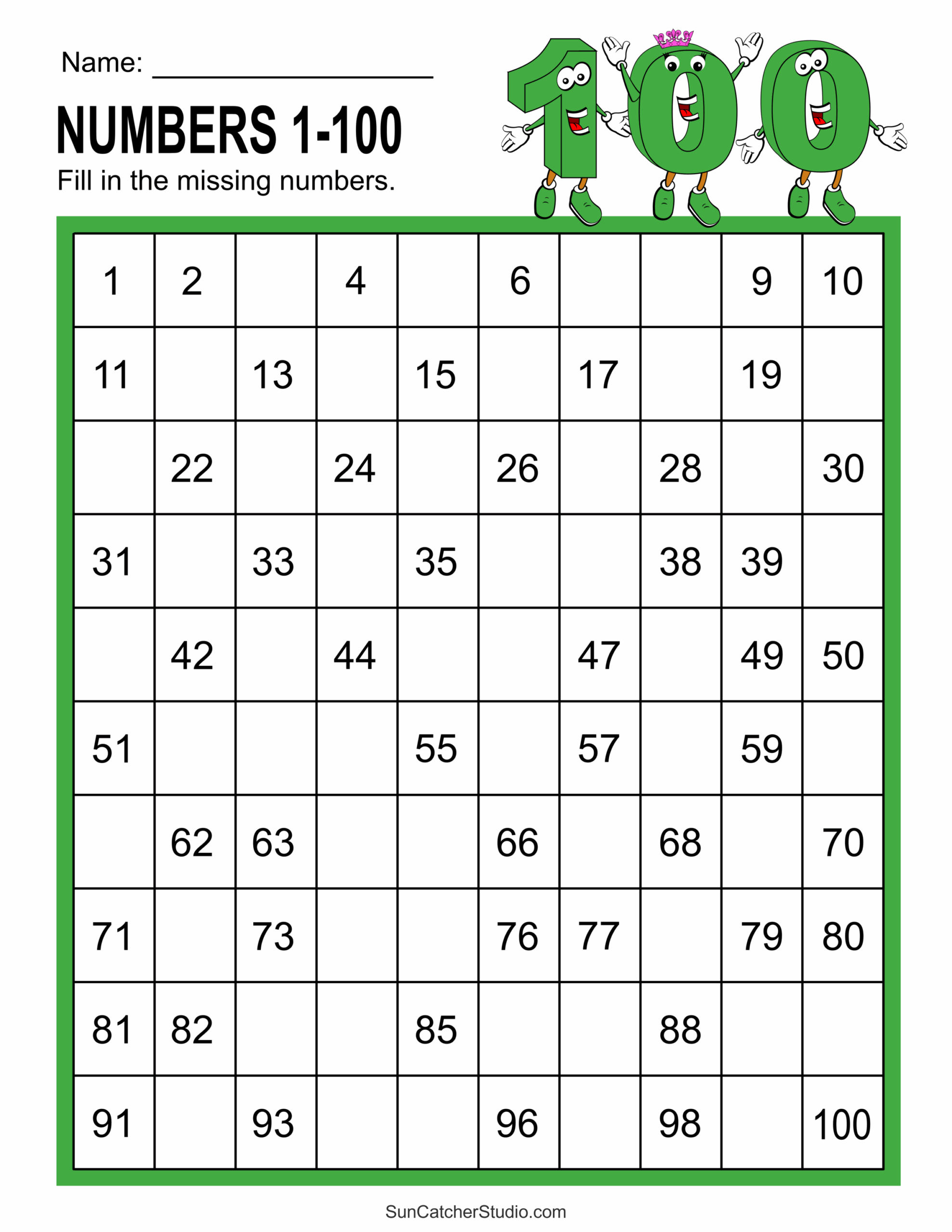 Missing Numbers Worksheets Fill In The Missing Numbers DIY 