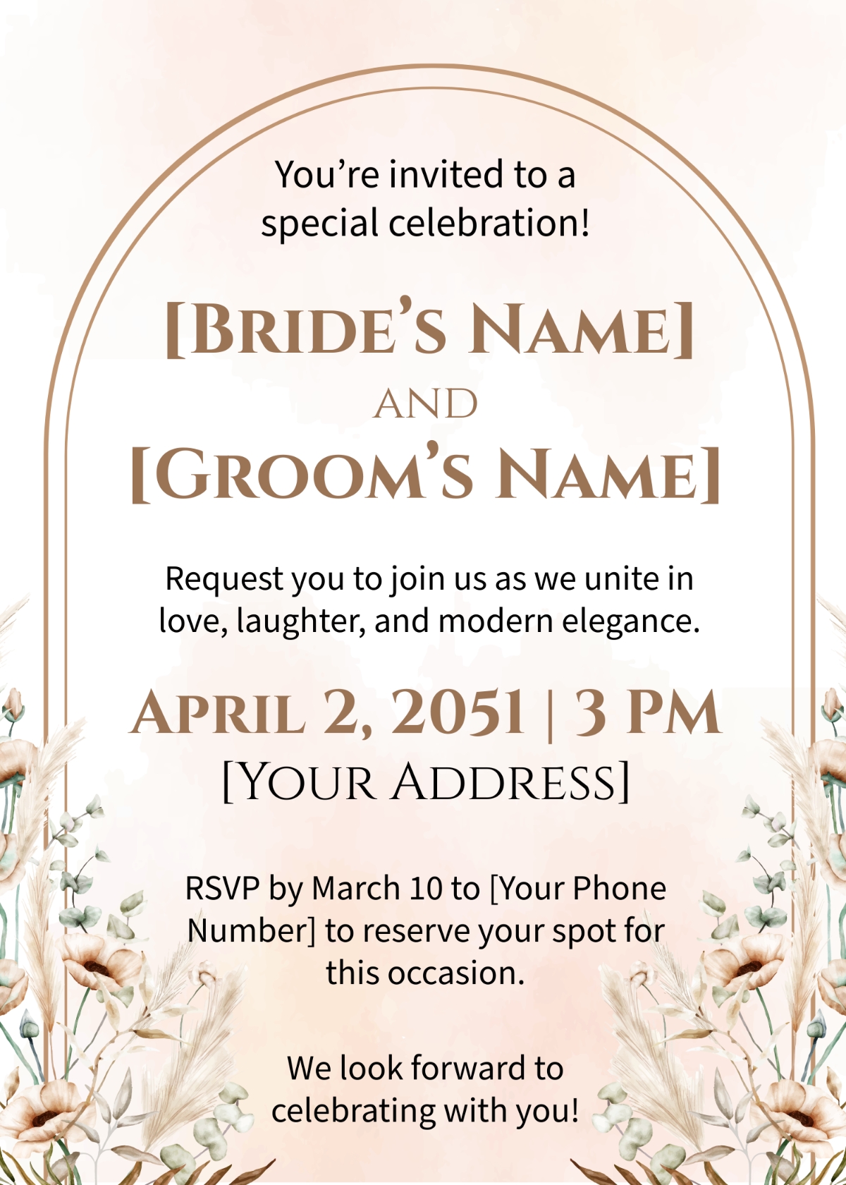Modern Arch Wedding Invitation Templates Edit Online Download