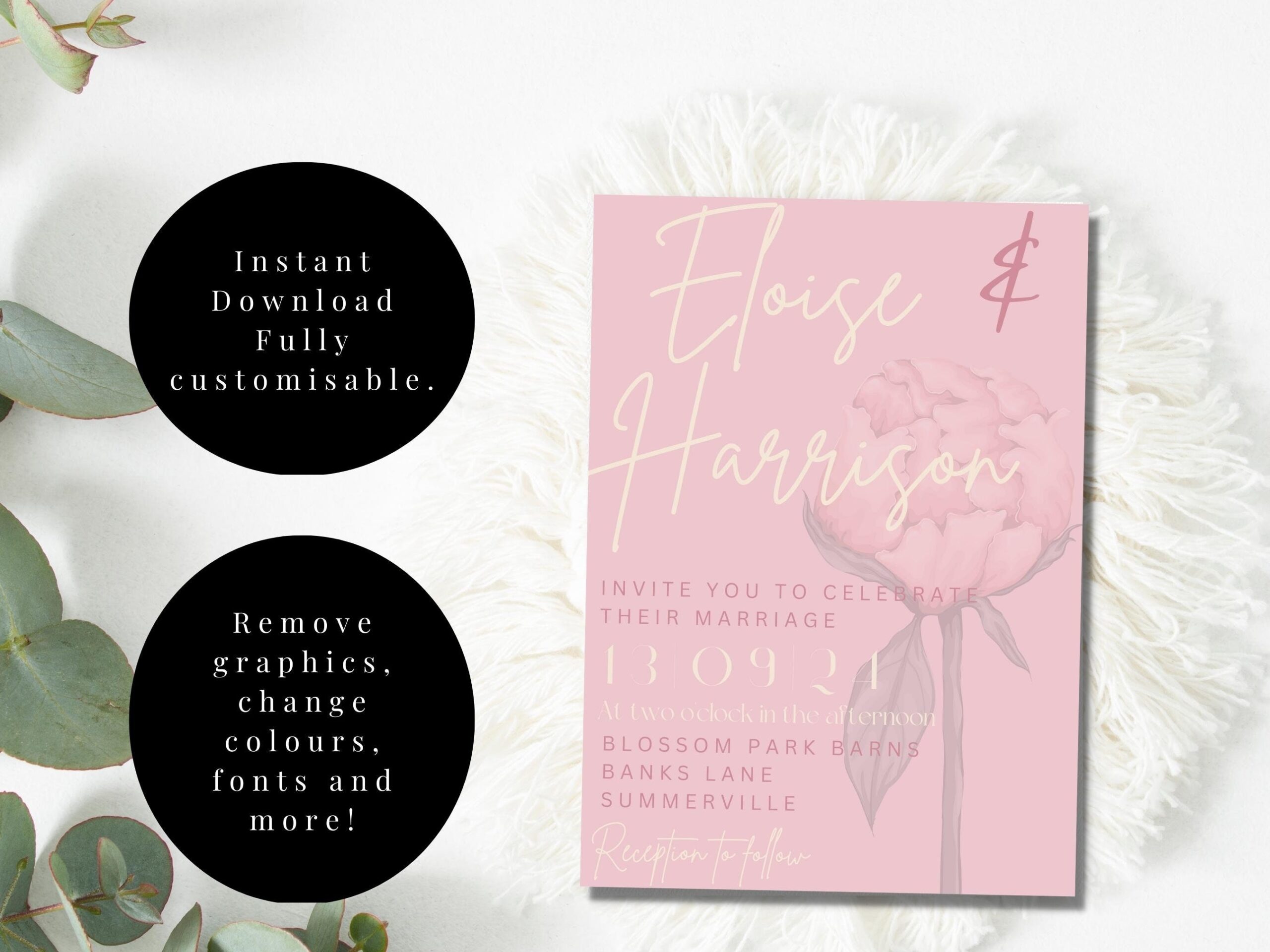 Modern Blush Pink Invitation Template Minimalist Invitation Etsy