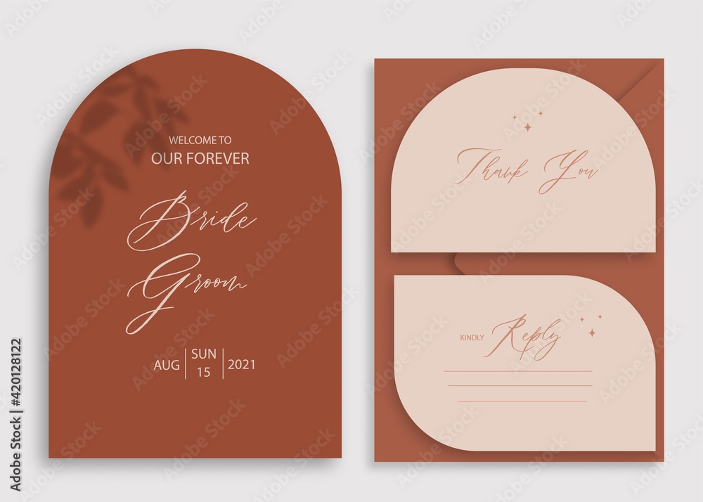 Modern Wedding Invitation Burnt Orange Wedding Invitation Template 