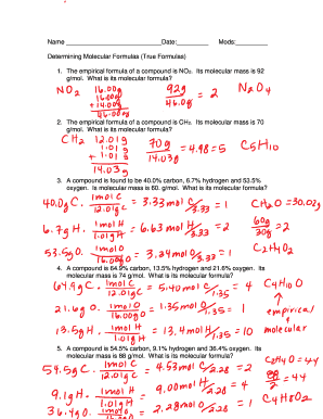 Molecular Formulas Worksheet Fill Online Printable Fillable 