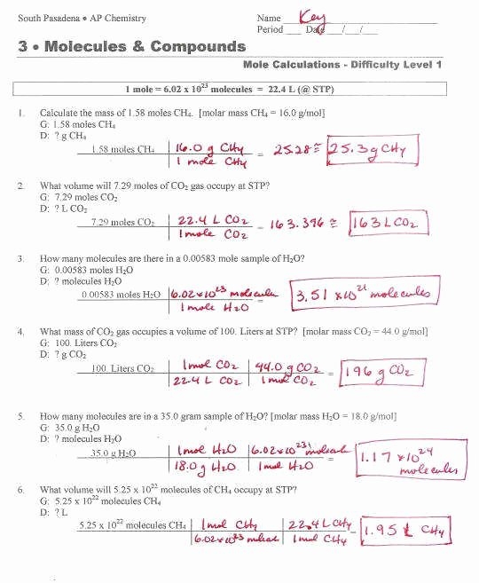 Moles Molecules And Grams Worksheet Fresh Moles Molecules And Grams 