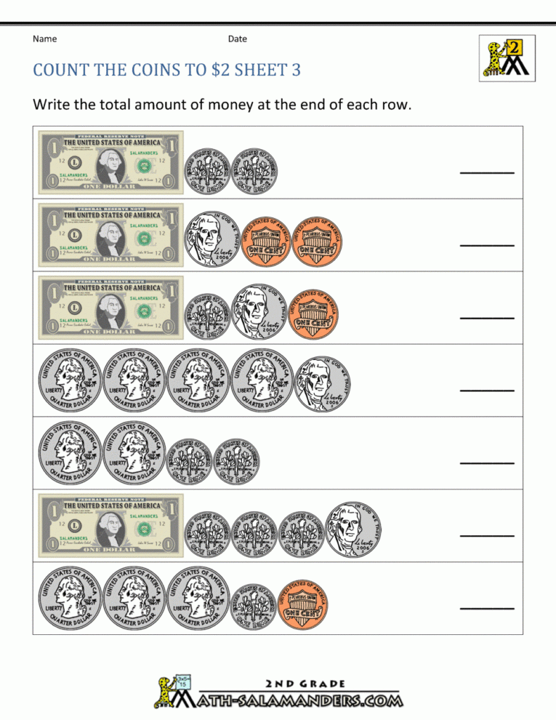 Money Counting Worksheets 2nd Grade Pdf CountingWorksheets