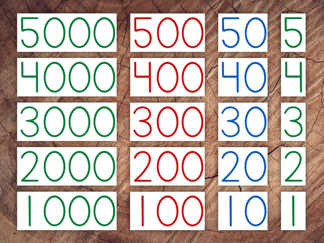 montessori large number cards printable