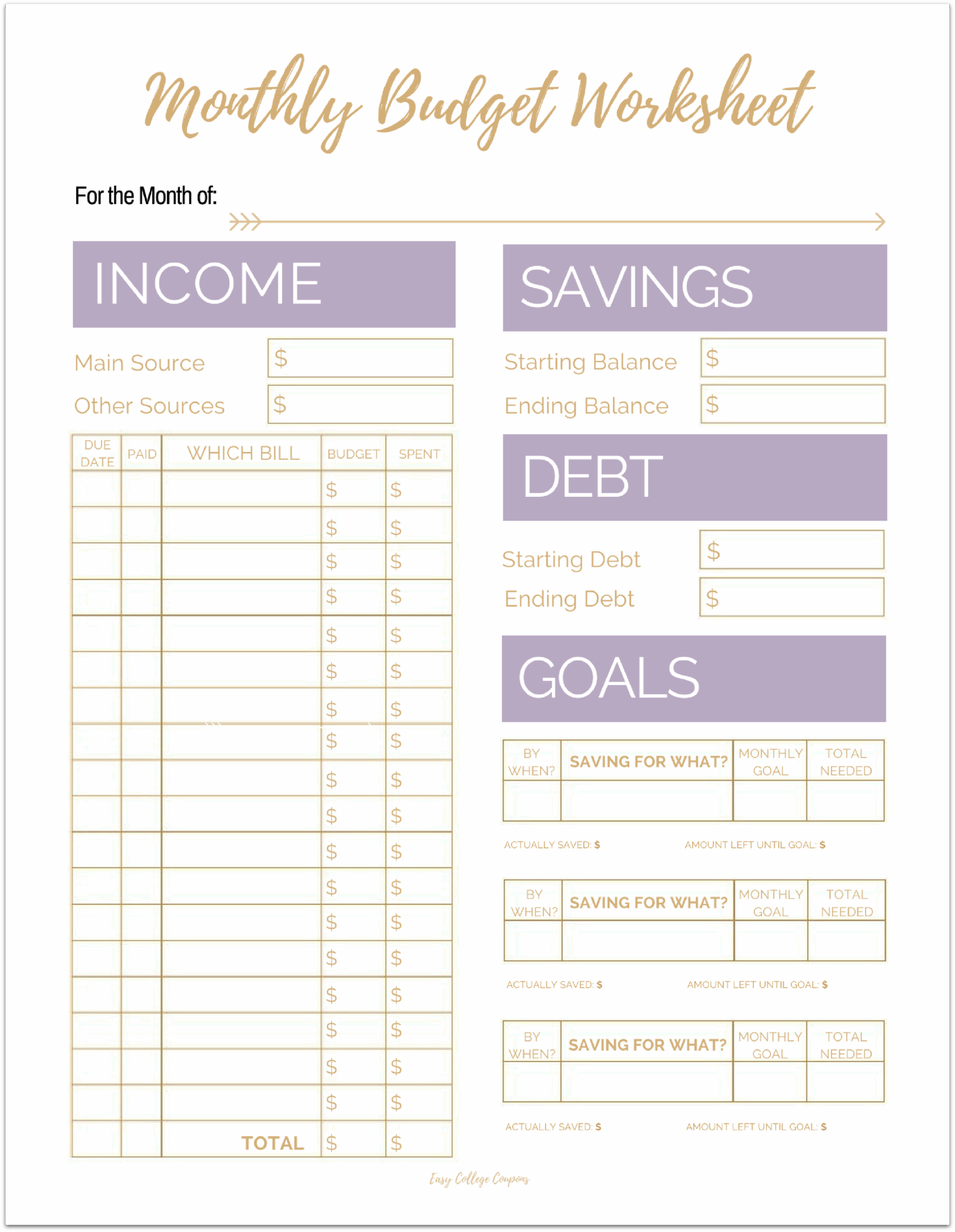 making a budget worksheet