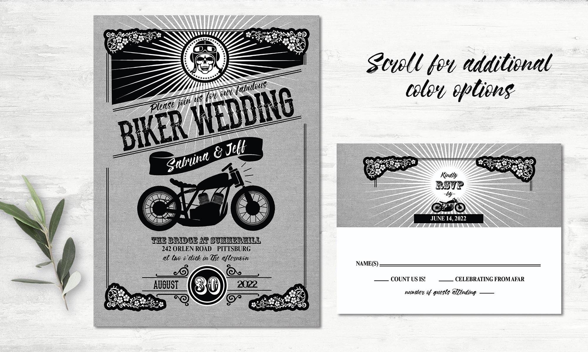 Motorcycle Wedding Invitations Biker Bride Wedding Invitations Etsy