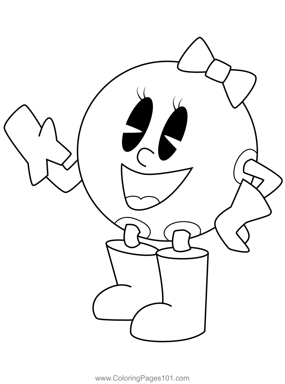 Ms Pac Man Pac Man Coloring Page For Kids Free Pac Man Printable
