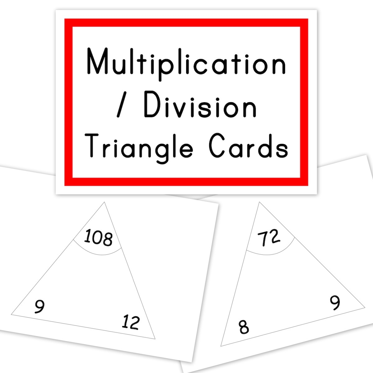 multiplication triangle flash cards printable