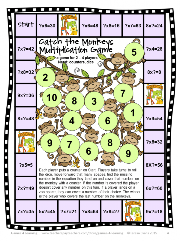 printable multiplication games for kids