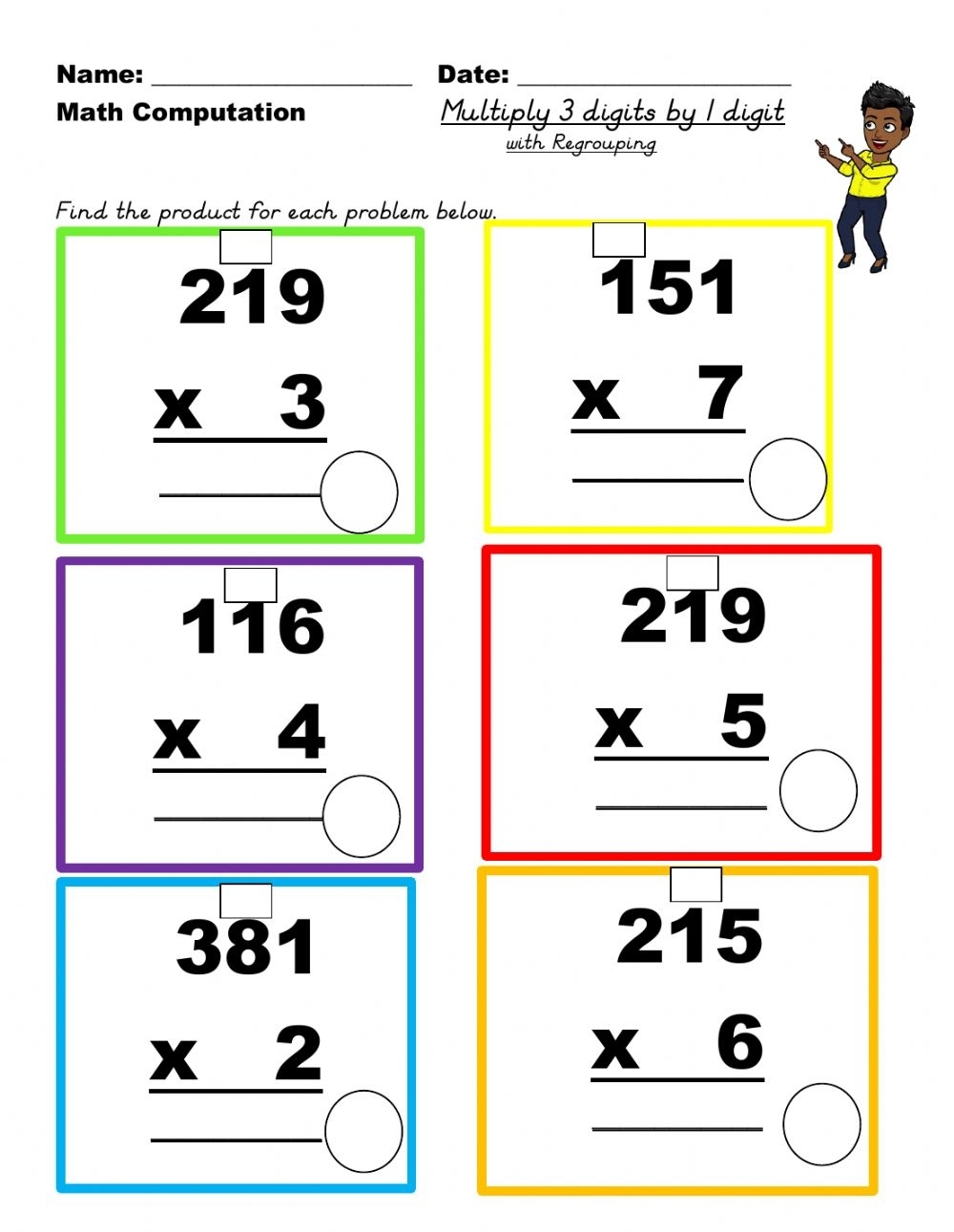 Multiplication Three Digit By One Digit Worksheets Printable Worksheets