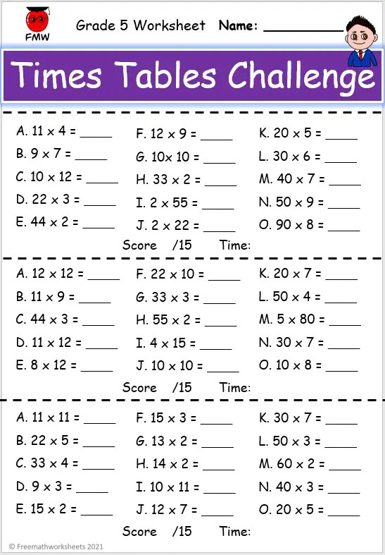 Multiplication Times Tables Worksheets Aussie Childcare Network