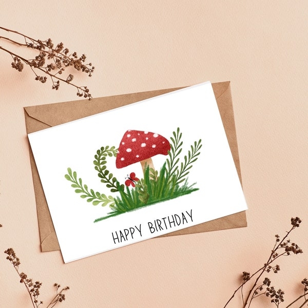 Mushroom Birthday Card Printable Etsy