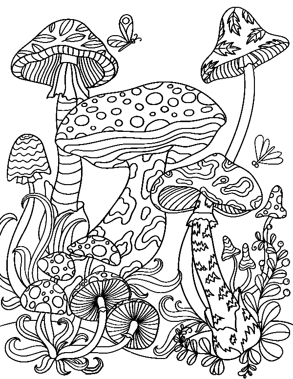 Mushroom Garden Coloring Page Free Printable Coloring Pages