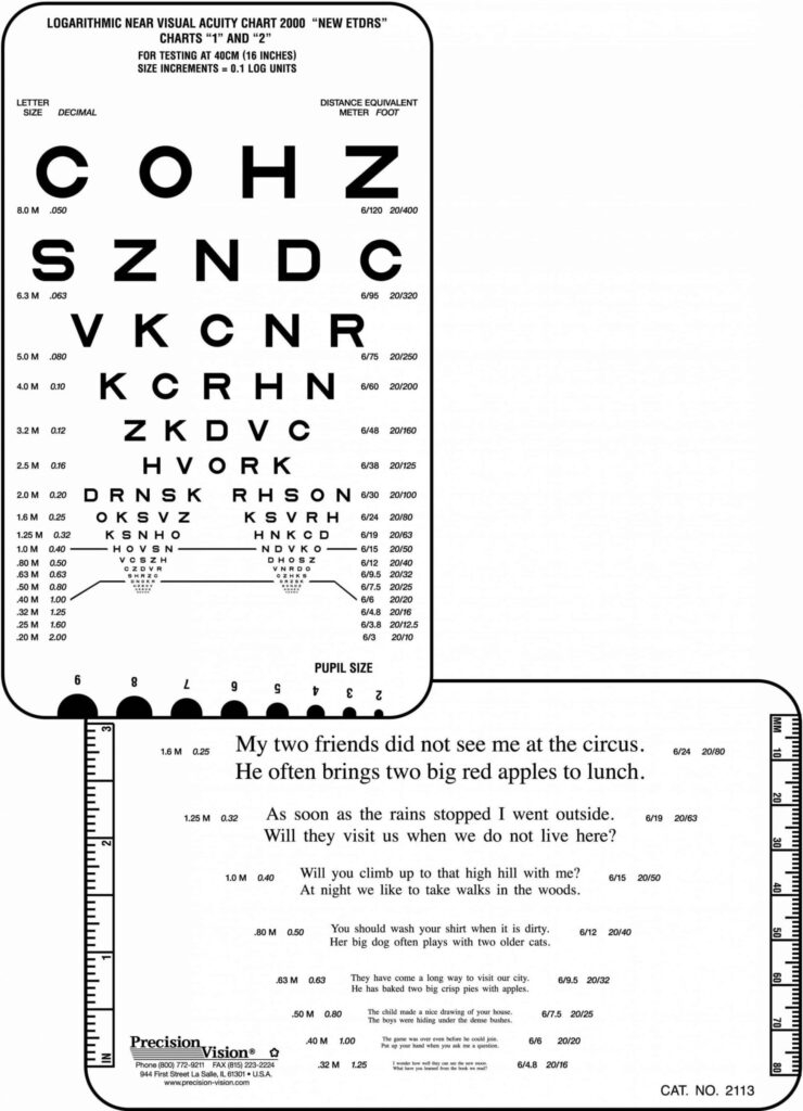 pocket visual acuity card printable