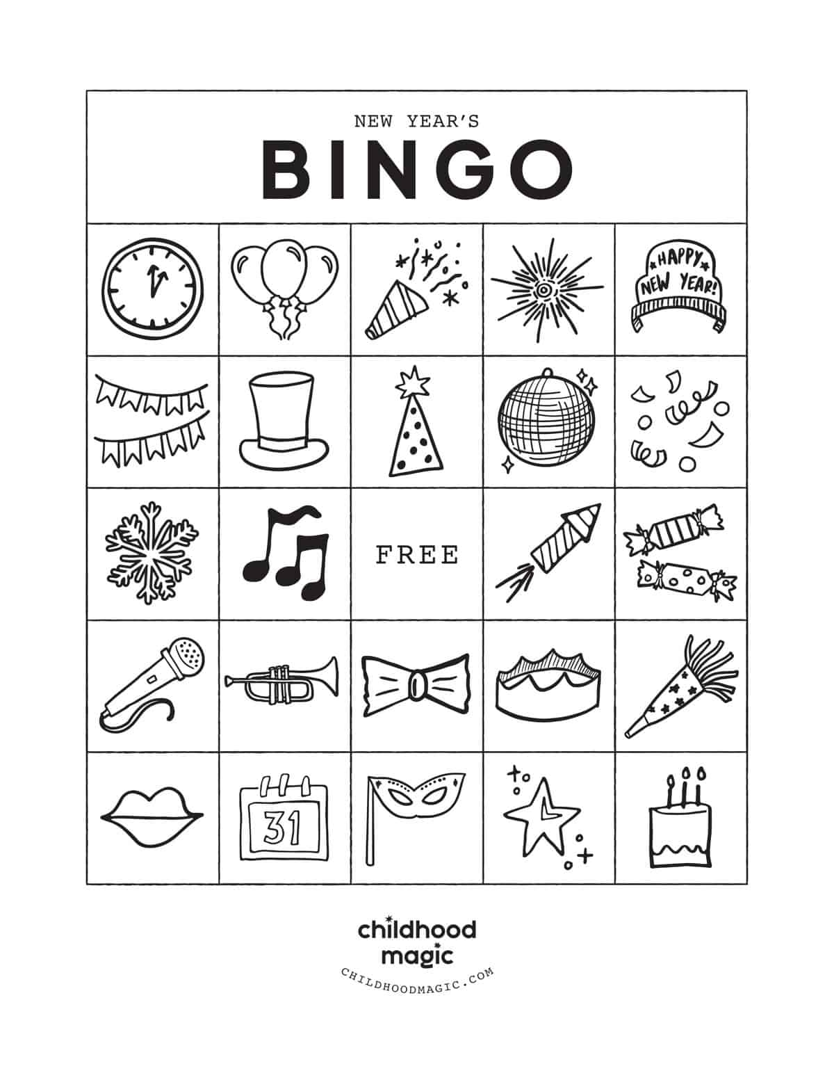 printable bingo cards for new year's eve