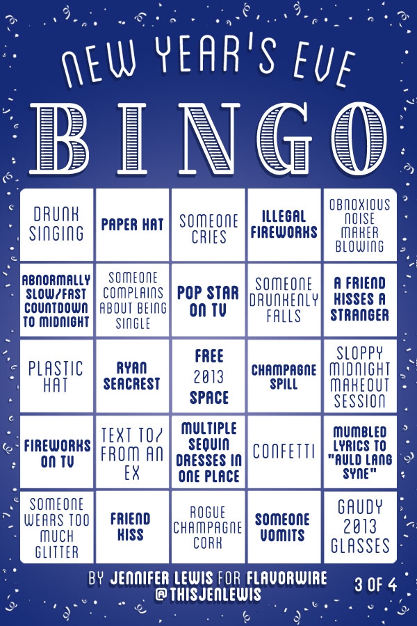 New Year 39 s Eve Bingo Game Cards