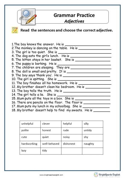 english grammar worksheets