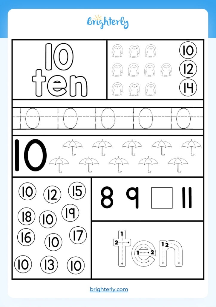 Number 10 Worksheet For Preschool Printable Templates Online By Paul