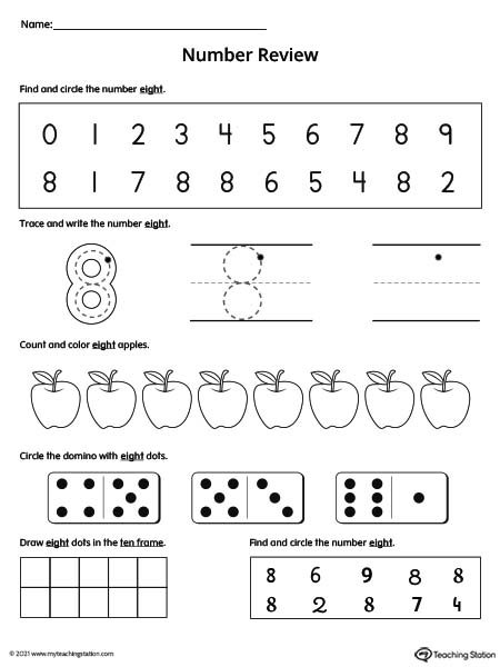 free printable number 8 worksheet for preschool