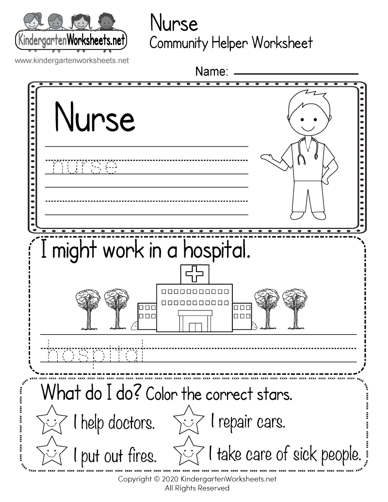 Nurse Community Helper Worksheet Free Printable Digital PDF