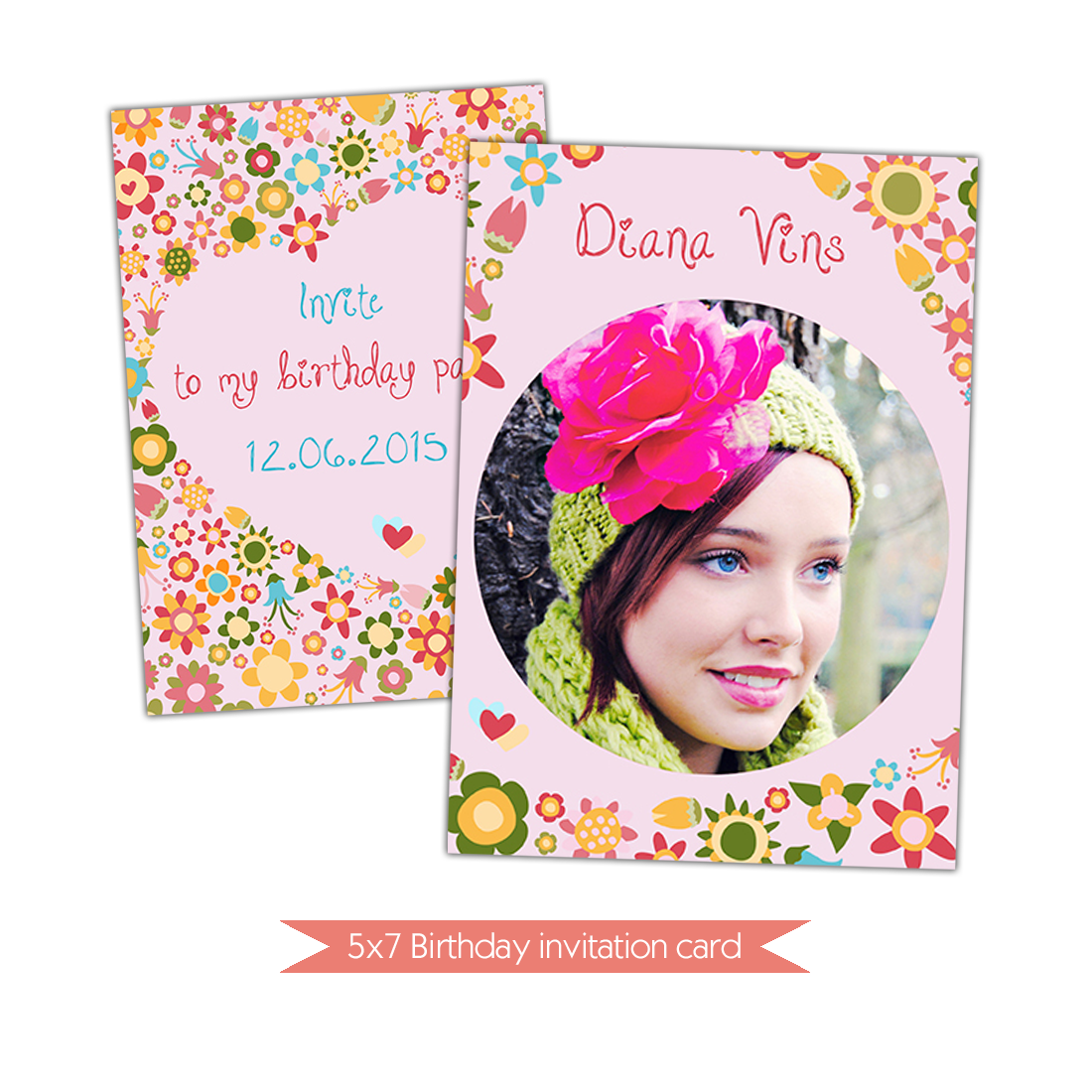 Nuwzz Happy Birthday Card Invitation Photoshop Template DI 0073 Nuwzz