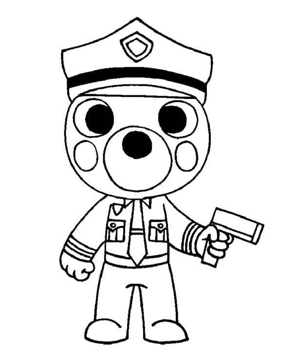 Officer Doggy Piggy Roblox Coloring Page Free Printable Coloring 