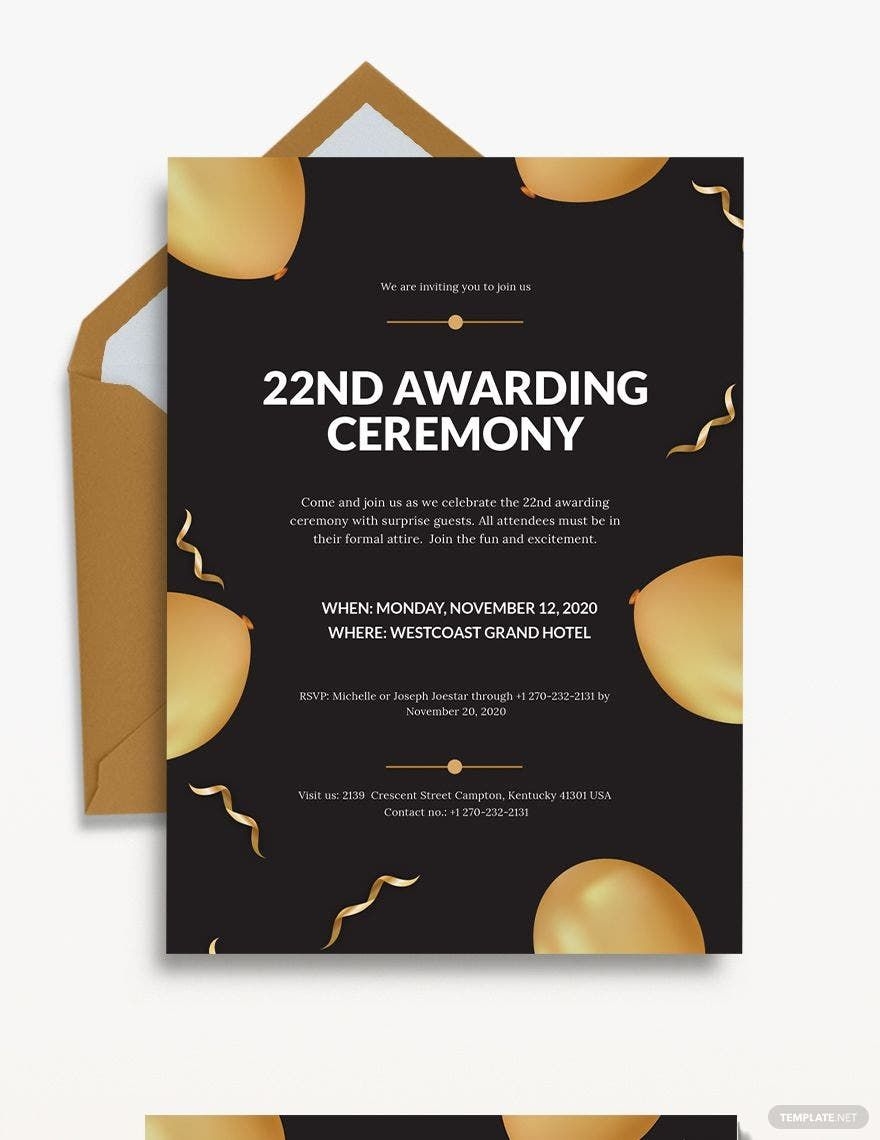 Official Invitation Email For Award Ceremony Invitation Template