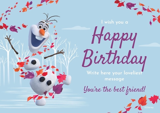 Olaf Happy Birthday Card 6th Birthday Card Disney Frozen With Badge