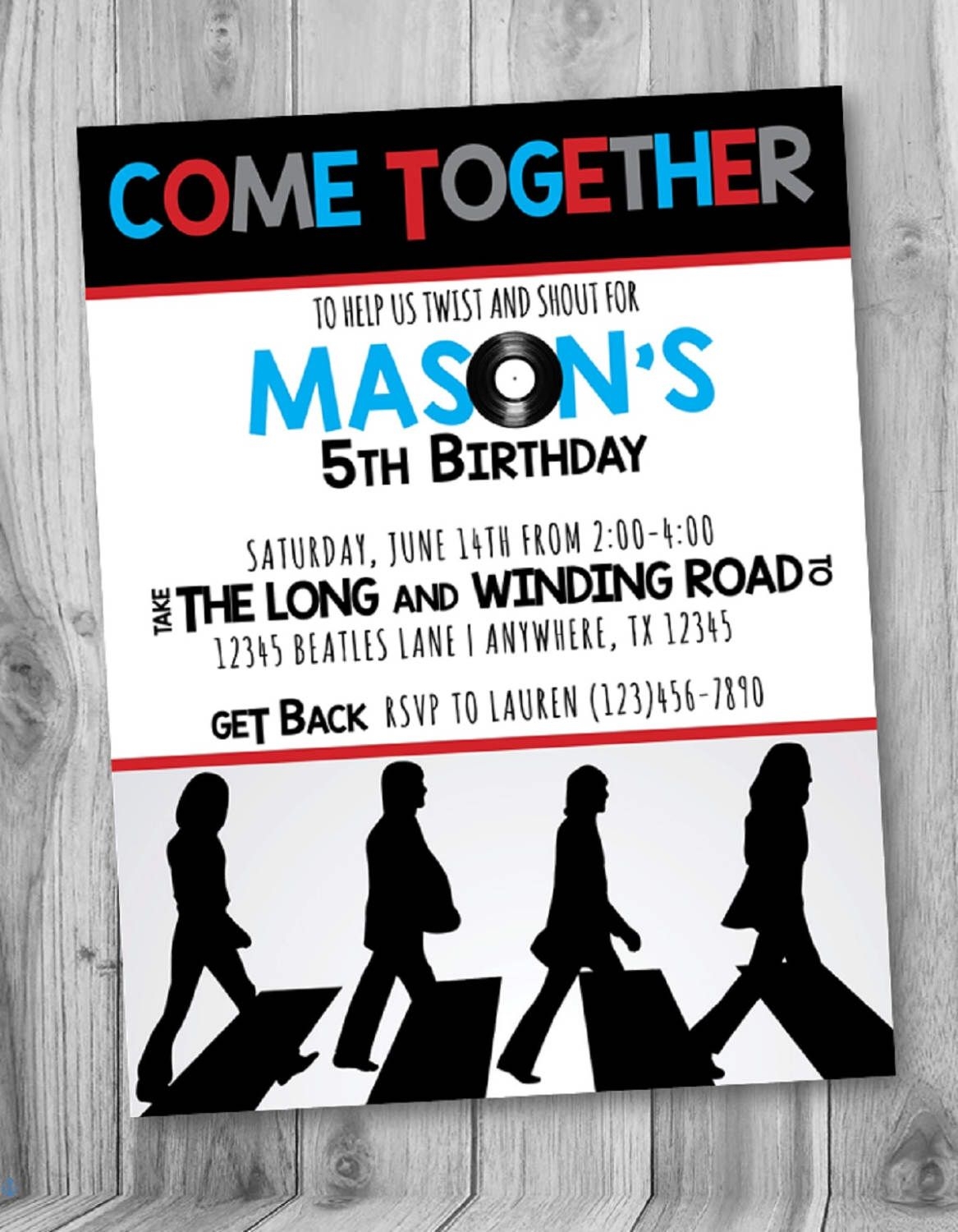 beatles invitations templates