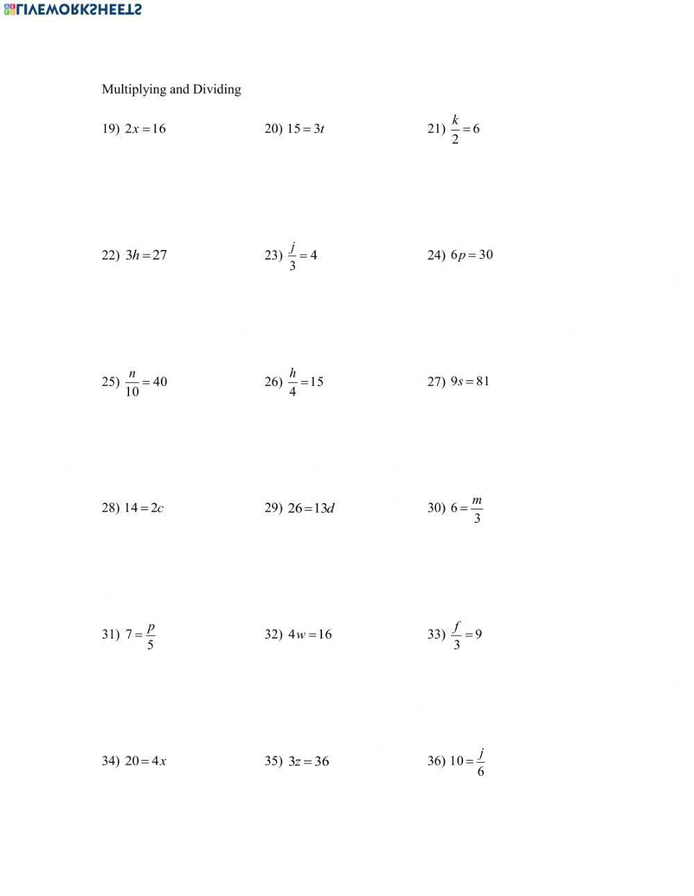 One Step Equations Worksheets Math Monks Worksheets Library