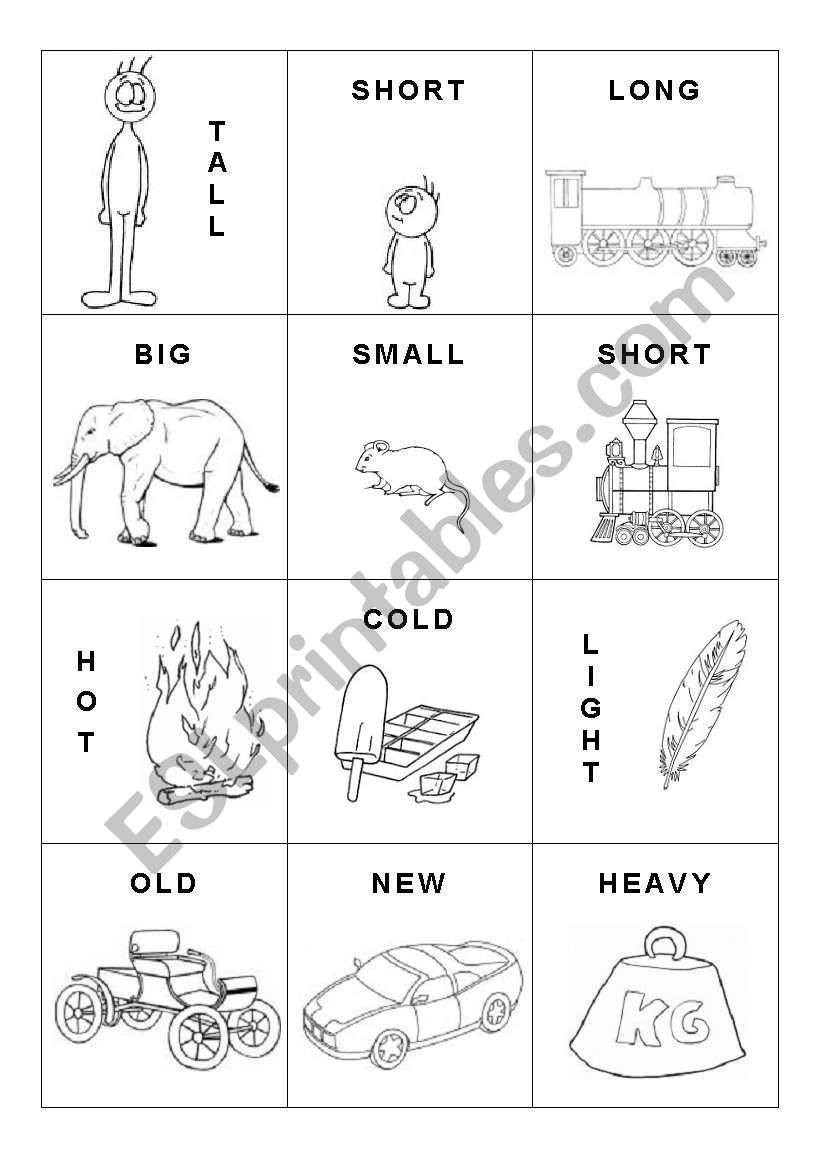 Opposite Adjectives Cards ESL Worksheet By Azsxazsx