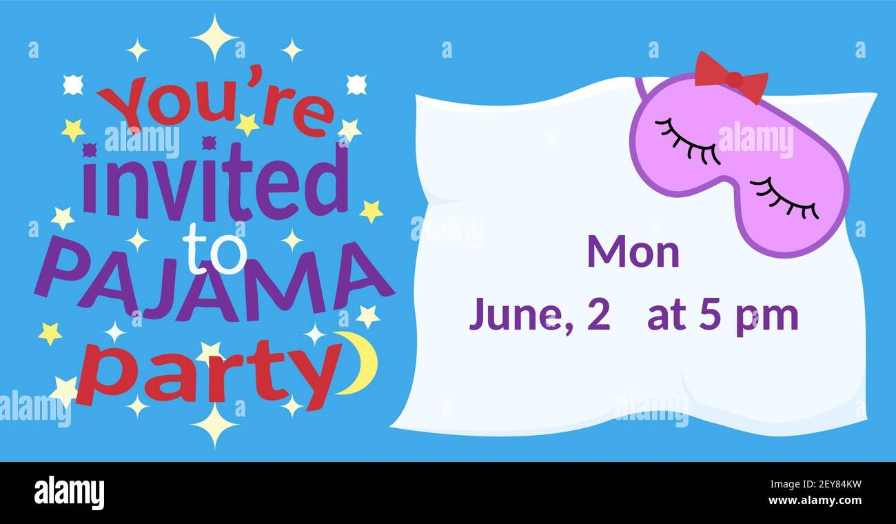 Pajama Party Invitation Blank Vector Template Slumber Party For Kids 