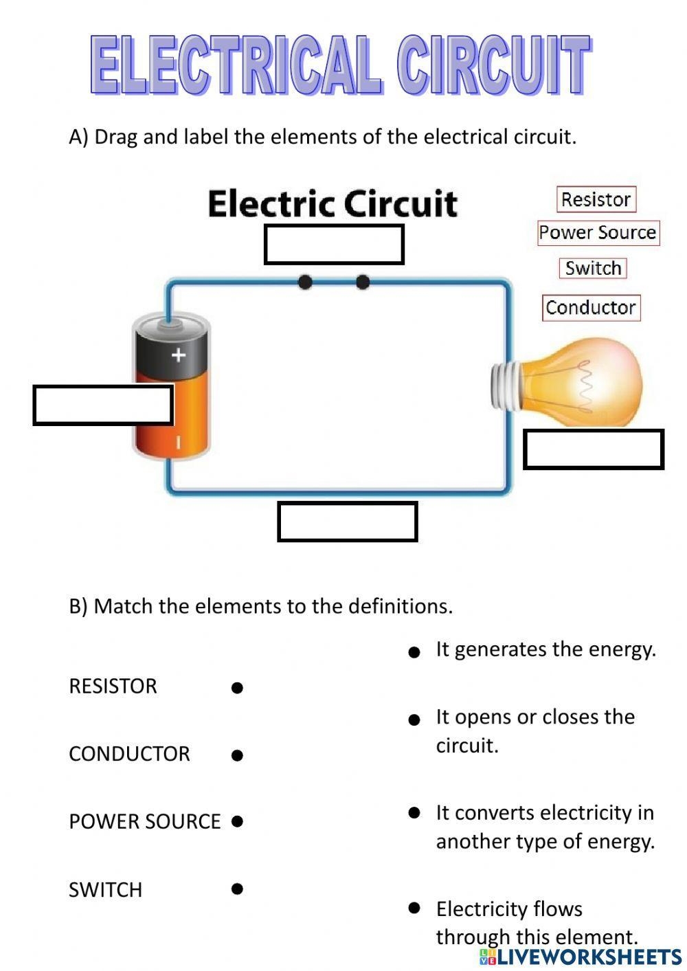 Parts Of An Electrical Circuit Diagram 5th Grade Science 