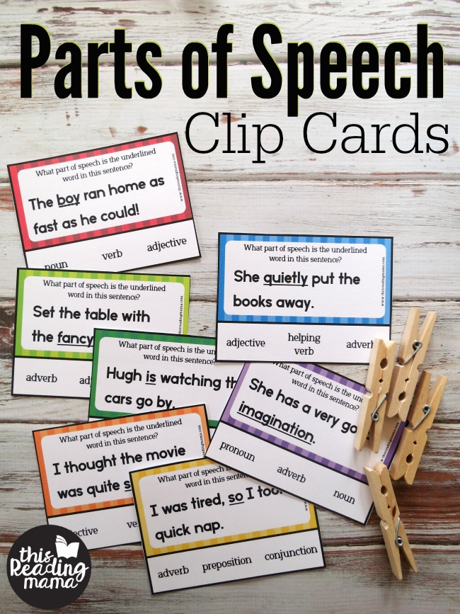 parts of speech cards printable