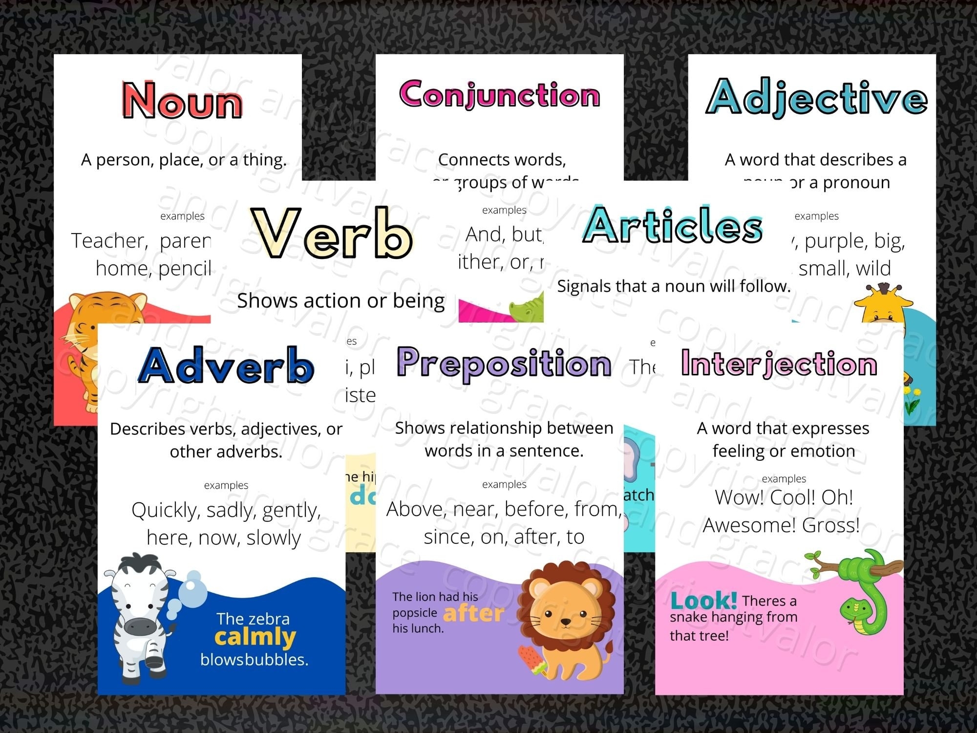 Parts Of Speech Flashcards Printable