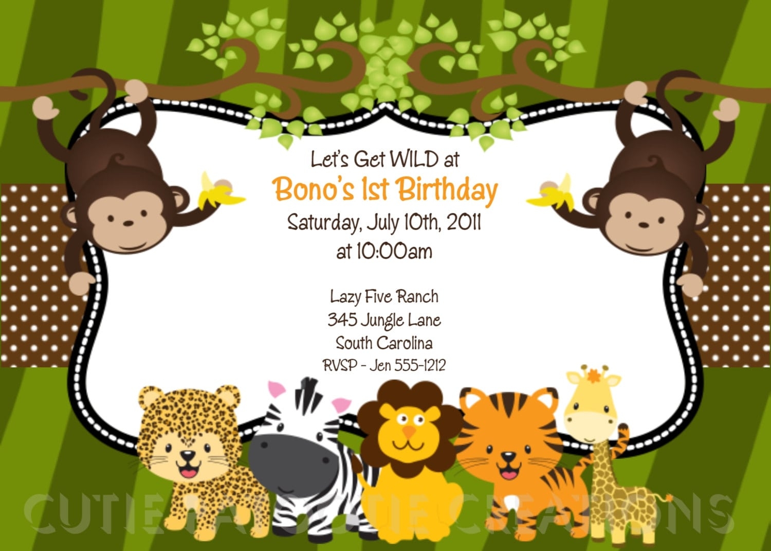 Party Invitation Template Animal