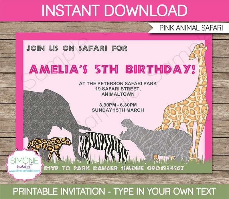 Party Invitation Template Animal